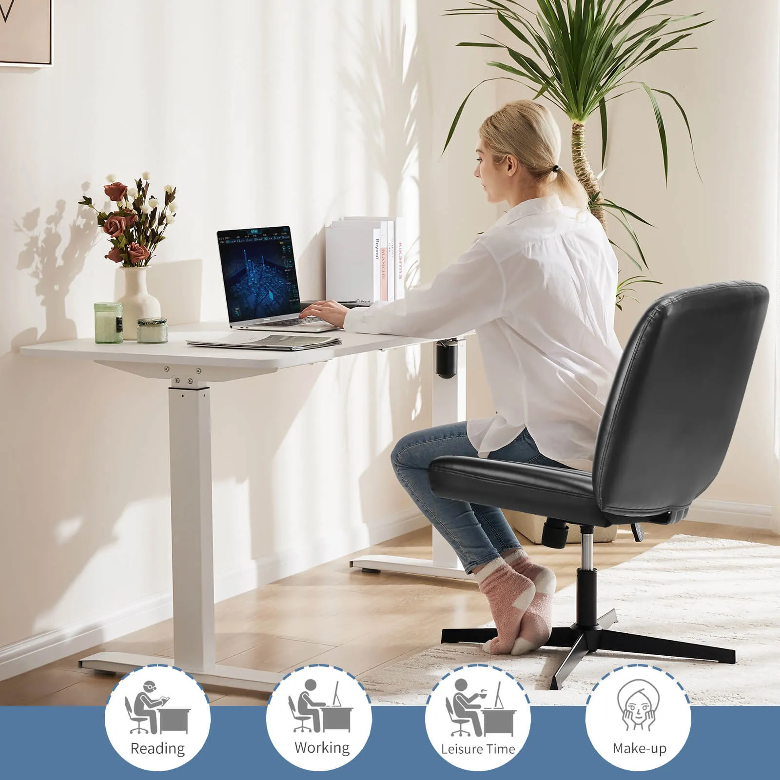 Sweetcrispy Ergonomic Swivel Office Chair with Lumbar Support