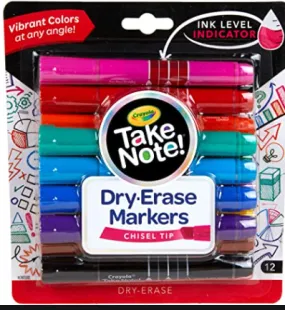 Take Note Colored Dry Erase Markers, 12 Count