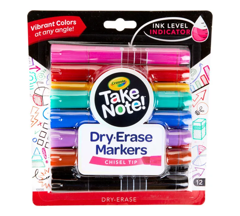 Take Note Colored Dry Erase Markers, 12 Count