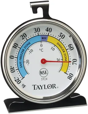 Taylor 5924 Fridge/Freezer Thermometer,-20 to 80 deg F, Analog Display, White :CD: QUANTITY: 1