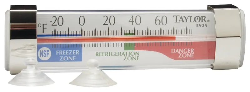 Taylor 5925N Fridge/Freezer Thermometer,-20 to 80 deg F, Analog Display, White :CD: QUANTITY: 1