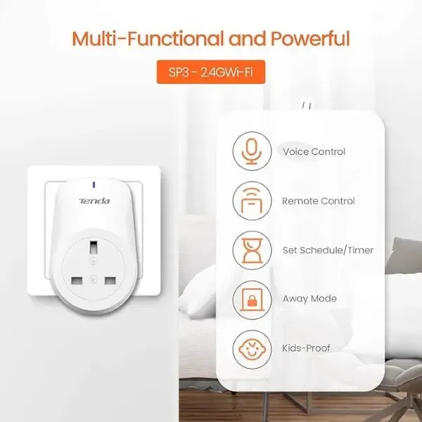 Tenda SP3 Smart Plug WiFi Timer Plug Compatible with Amazon Alexa & Google Home
