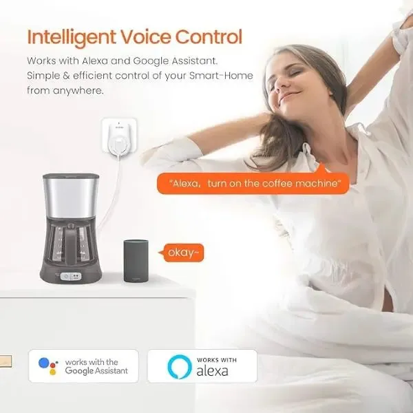 Tenda SP3 Smart Plug WiFi Timer Plug Compatible with Amazon Alexa & Google Home