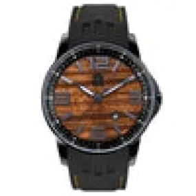 The Surfrider Koa Wood Watch -Black/ Black Silicone