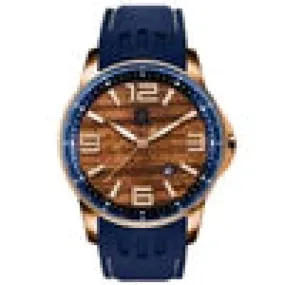 The Surfrider Koa Wood Watch - Rose-Gold/ Black Silicon