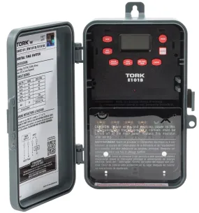 Tork E101B Digital Timer, 30 A, 120/277 VAC, 1 min to 24 hr Time Setting, 24 hr Cycle, Gray :EA: QUANTITY: 1