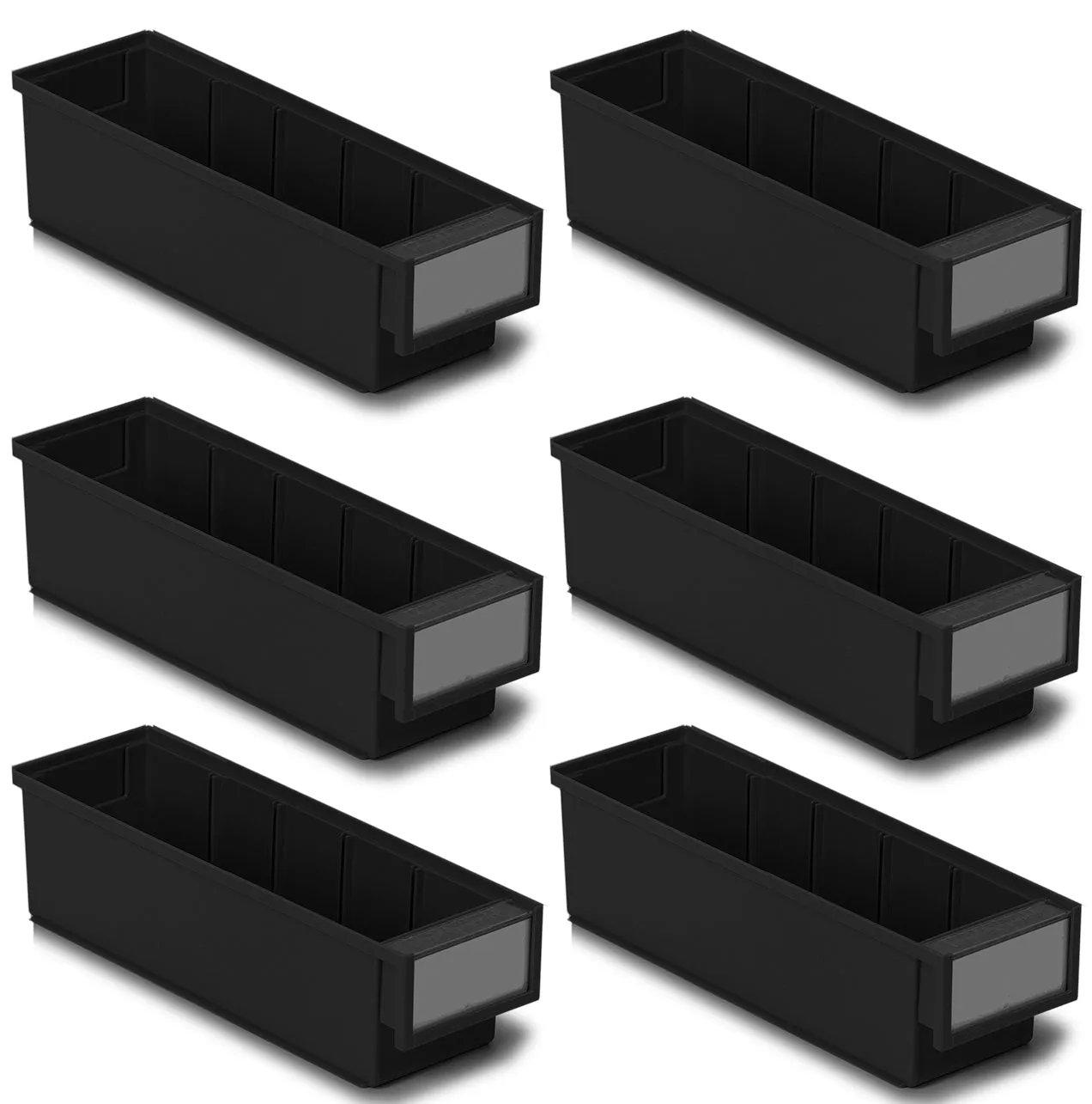 Treston Set of 6 ESD Shelf bins, black (11.81” x 3.62” x 3.23”)