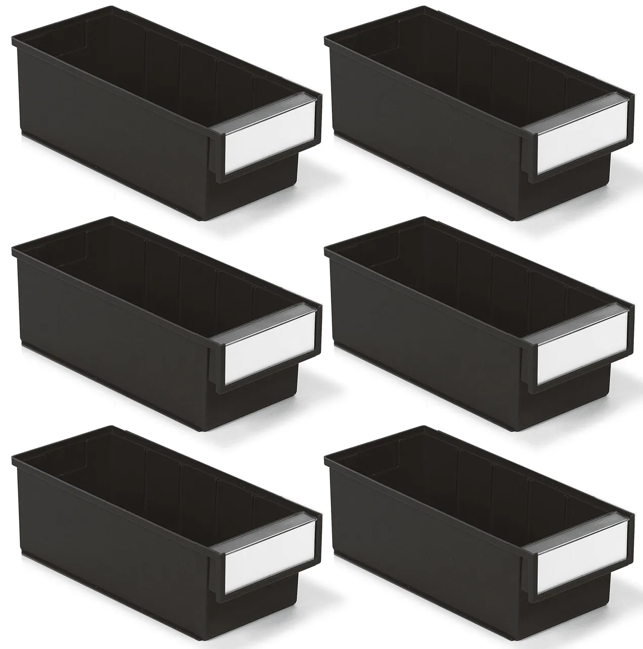 Treston Set of 6 ESD Shelf bins, black (11.81” x 5.20” x 3.94”)