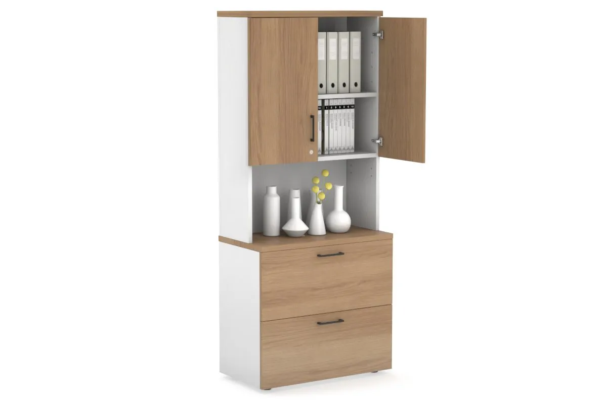 Uniform Small Drawer Lateral Filing Cabinet - Hutch with Doors [ 800W x 750H x 450D]