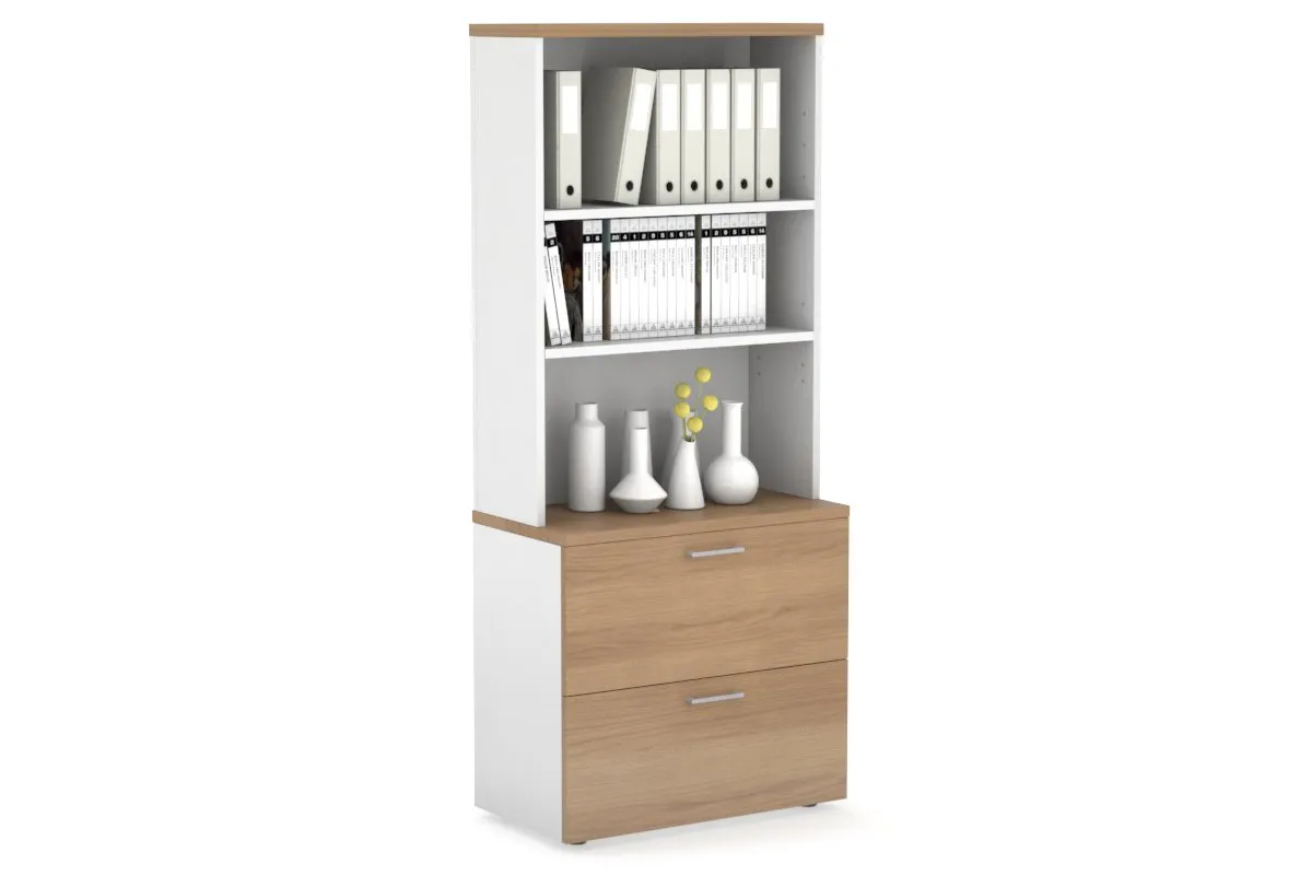 Uniform Small Drawer Lateral Filing Cabinet with Open Hutch [ 800W x 750H x 450D]