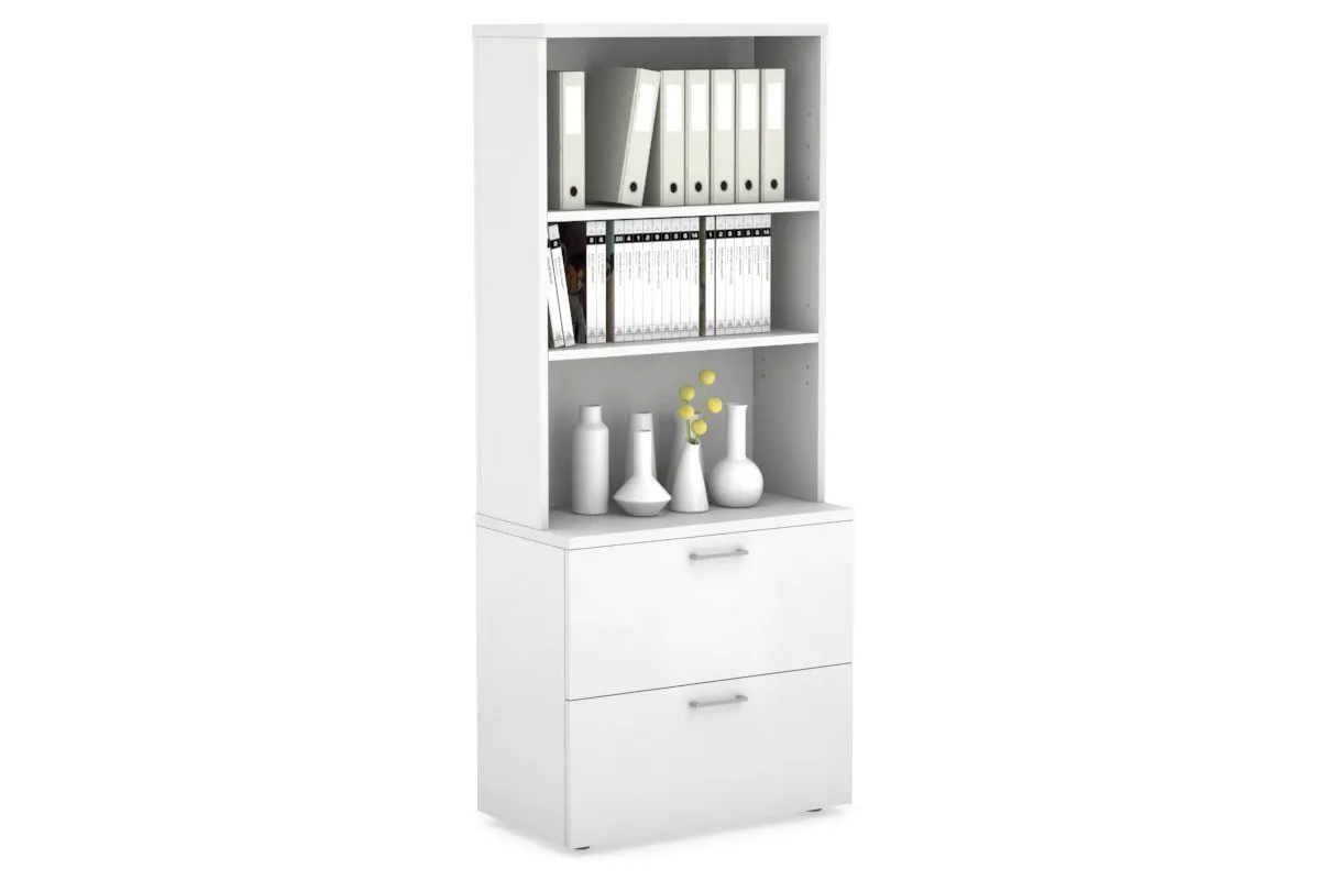 Uniform Small Drawer Lateral Filing Cabinet with Open Hutch [ 800W x 750H x 450D]
