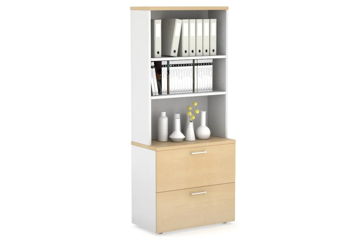 Uniform Small Drawer Lateral Filing Cabinet with Open Hutch [ 800W x 750H x 450D]