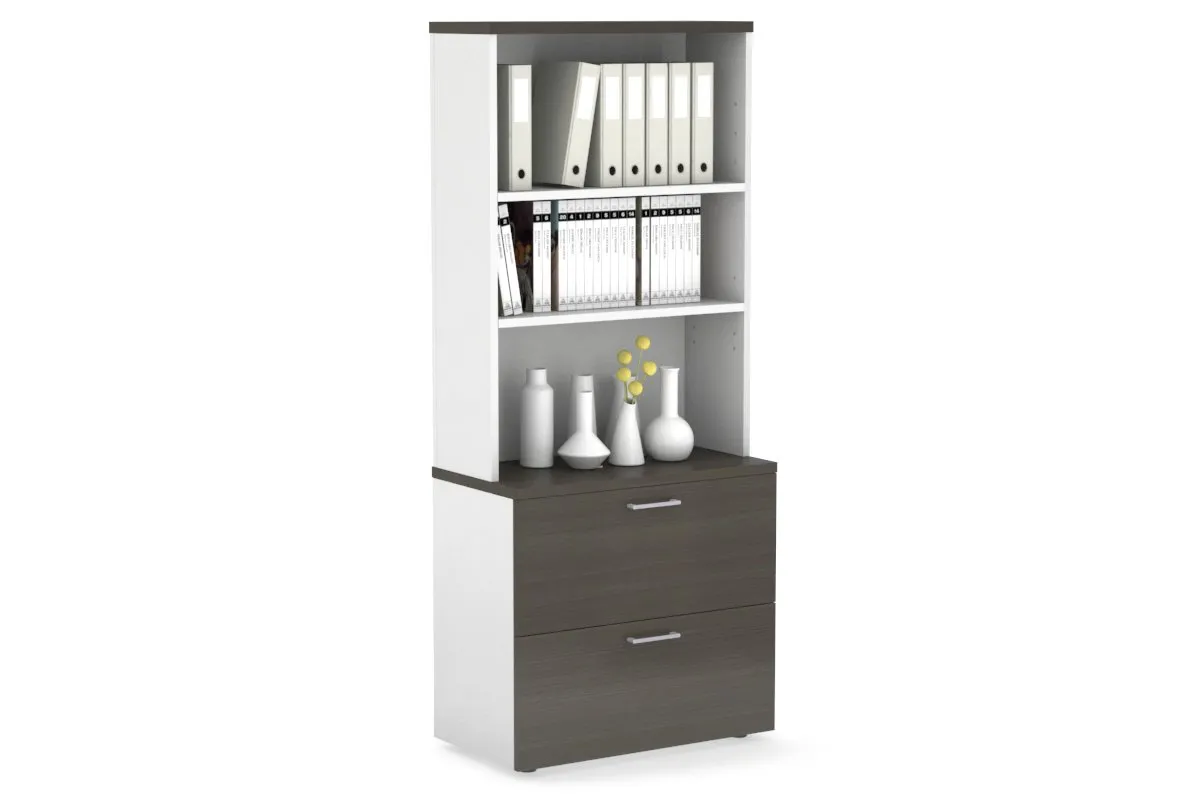Uniform Small Drawer Lateral Filing Cabinet with Open Hutch [ 800W x 750H x 450D]