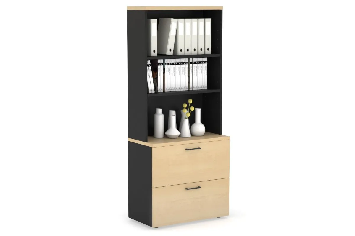 Uniform Small Drawer Lateral Filing Cabinet with Open Hutch [ 800W x 750H x 450D]