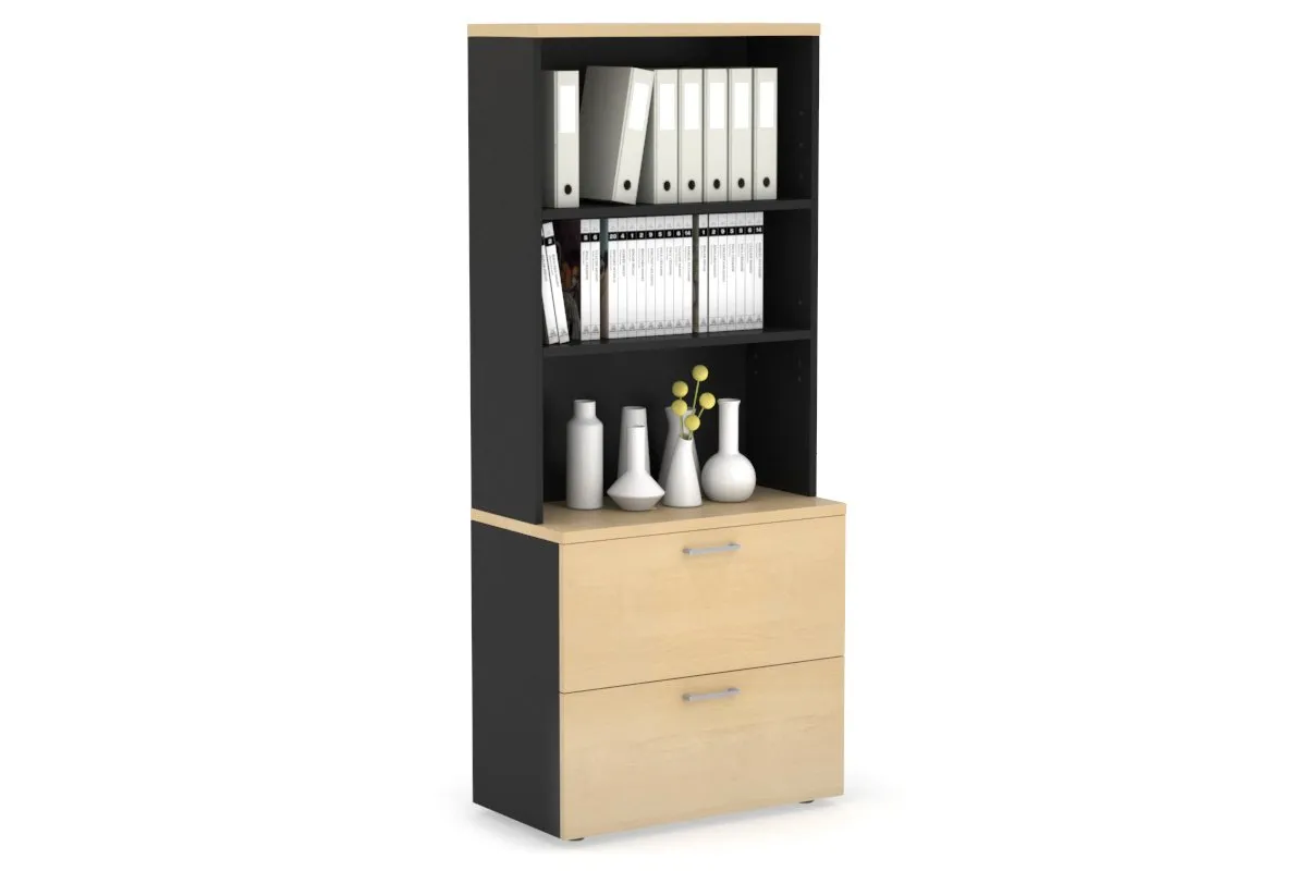 Uniform Small Drawer Lateral Filing Cabinet with Open Hutch [ 800W x 750H x 450D]