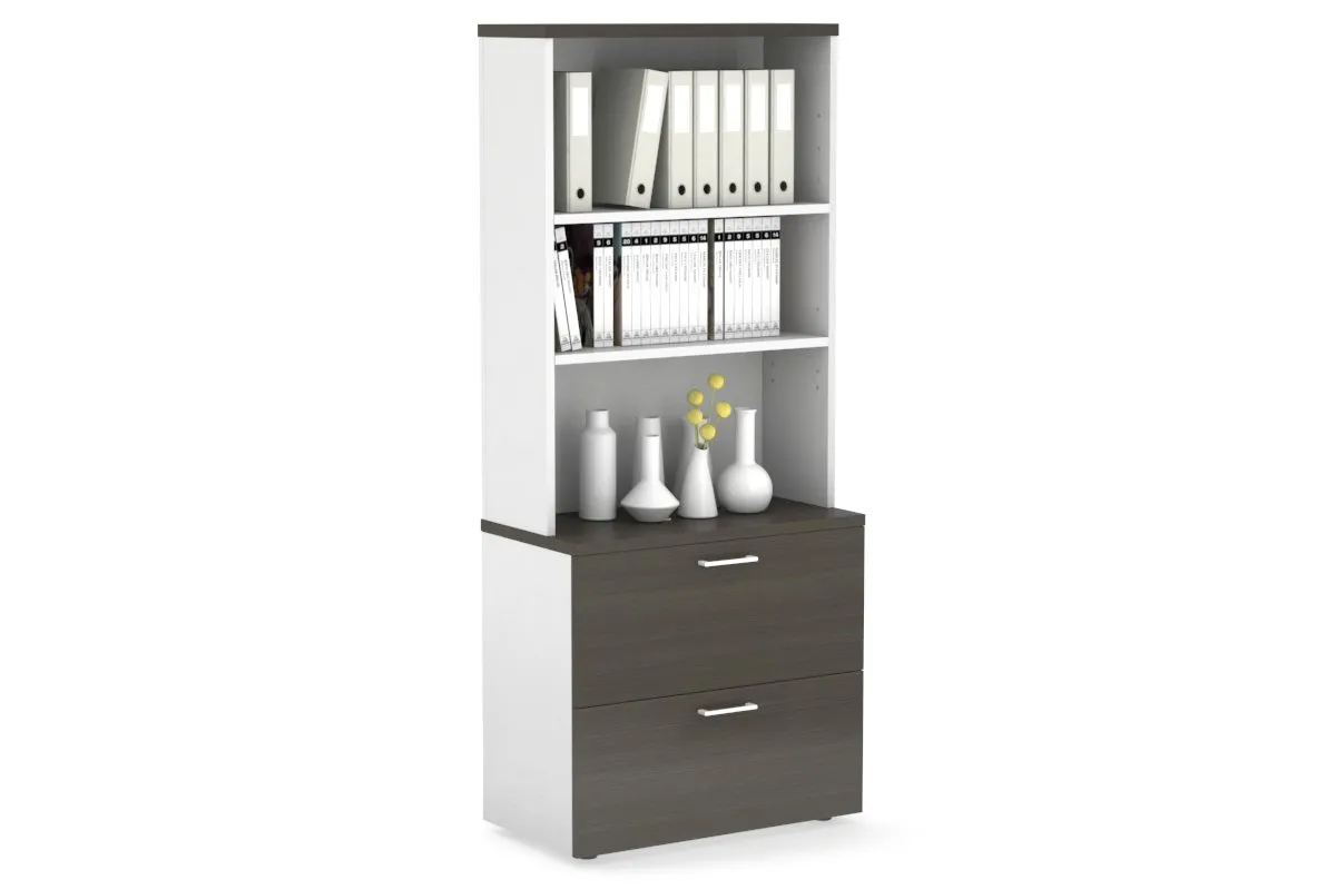Uniform Small Drawer Lateral Filing Cabinet with Open Hutch [ 800W x 750H x 450D]