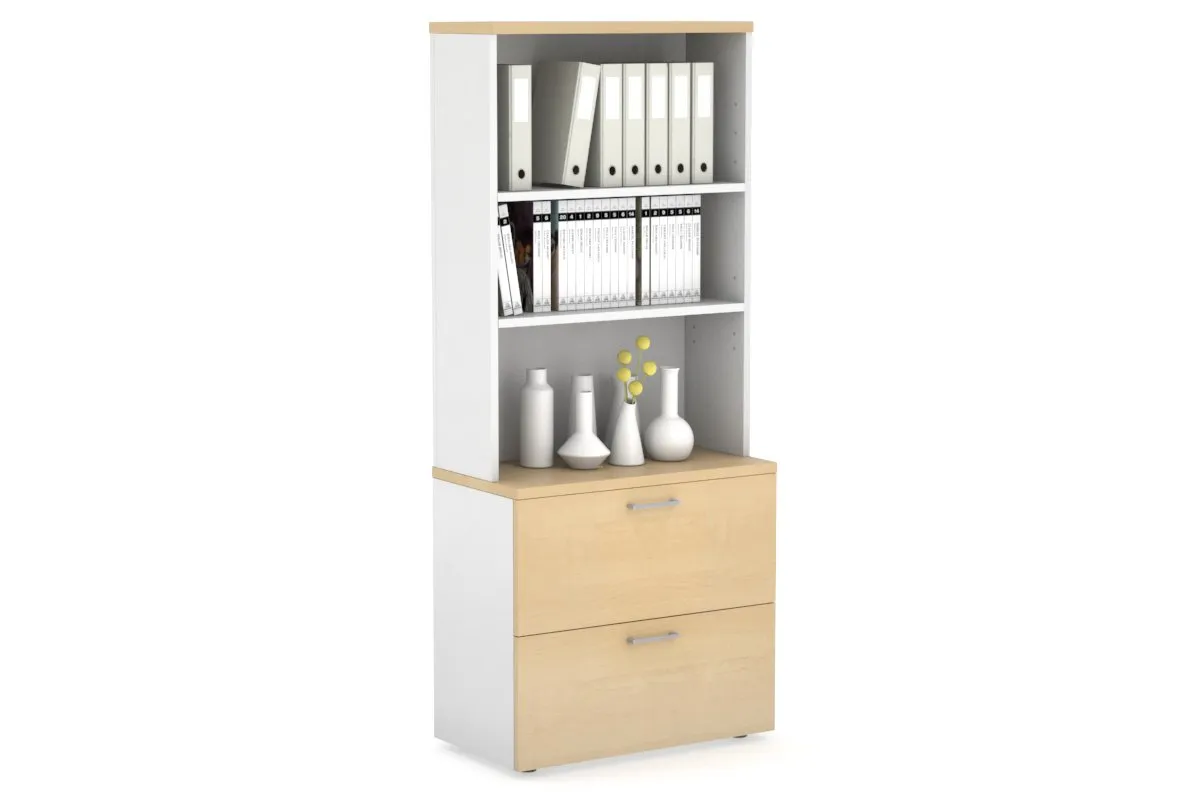 Uniform Small Drawer Lateral Filing Cabinet with Open Hutch [ 800W x 750H x 450D]