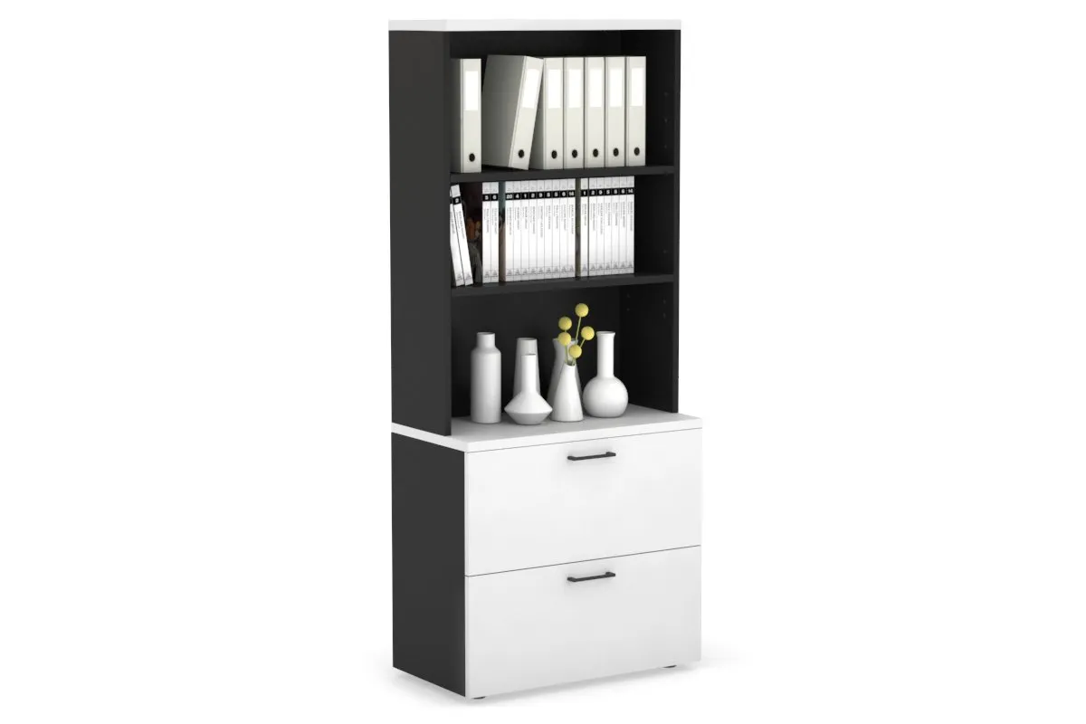 Uniform Small Drawer Lateral Filing Cabinet with Open Hutch [ 800W x 750H x 450D]