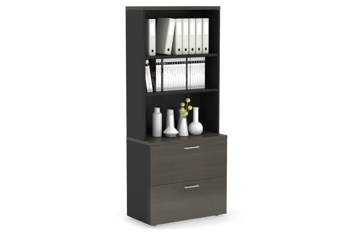 Uniform Small Drawer Lateral Filing Cabinet with Open Hutch [ 800W x 750H x 450D]