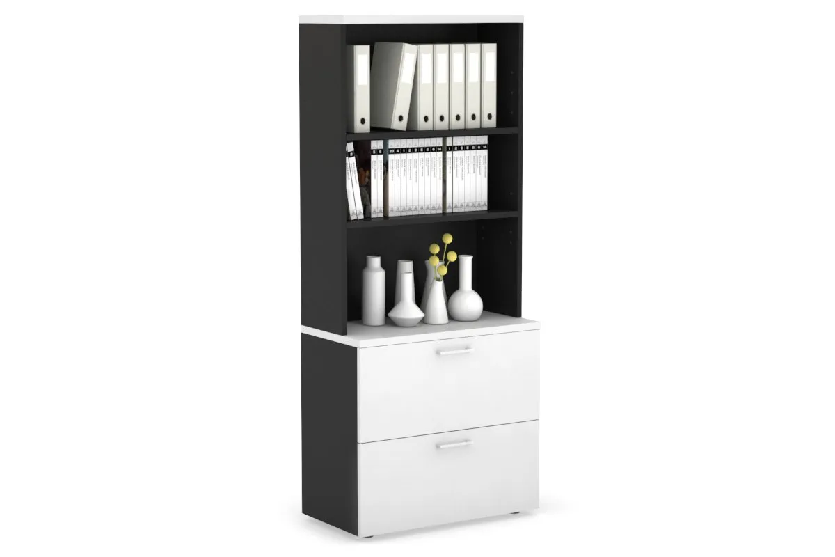 Uniform Small Drawer Lateral Filing Cabinet with Open Hutch [ 800W x 750H x 450D]