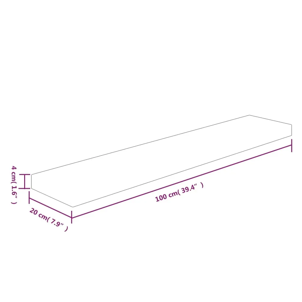 vidaXL Shelf Board 100x20x4 cm Untreated Solid Wood Oak