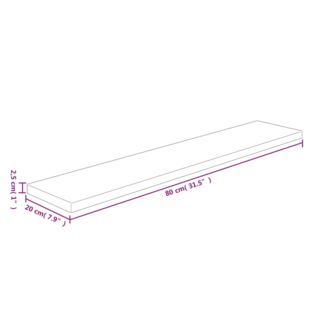 vidaXL Shelf Board 80x20x2.5 cm Untreated Solid Wood Oak