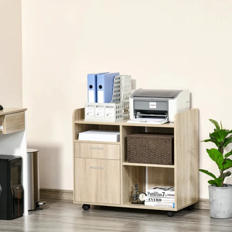 Vinsetto Printer Stand with Open Storage Shelves Oak