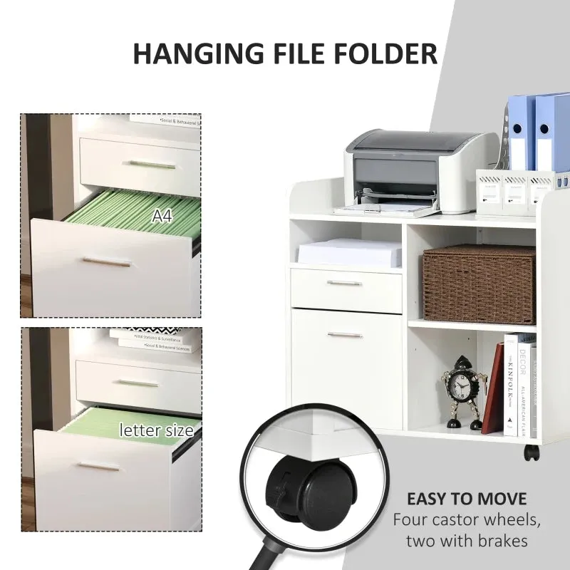 Vinsetto Printer Stand with Open Storage Shelves White