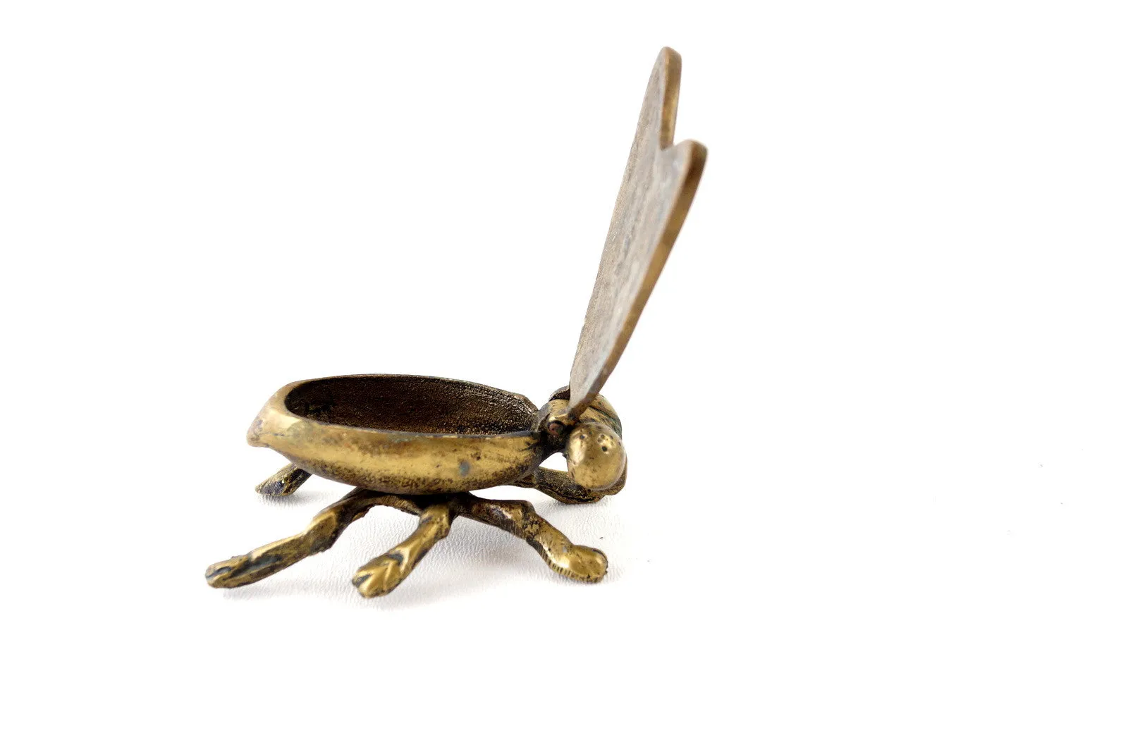 Vintage Brass Fly Ashtray / Trinket Box with Flat Pivoting Wings (c.1950s)