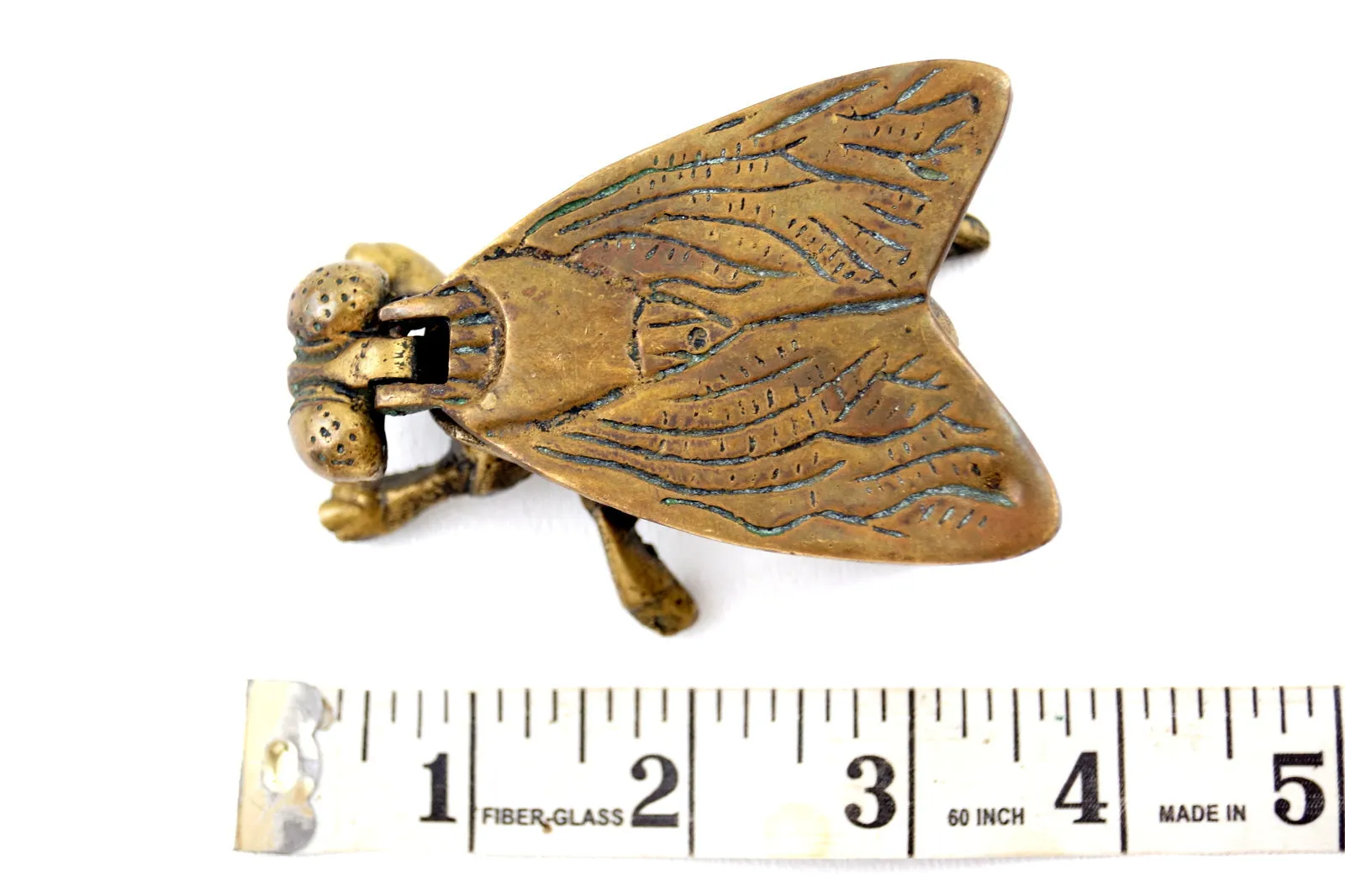 Vintage Brass Fly Ashtray / Trinket Box with Flat Pivoting Wings (c.1950s)