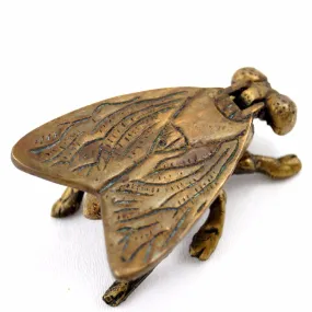 Vintage Brass Fly Ashtray / Trinket Box with Flat Pivoting Wings (c.1950s)
