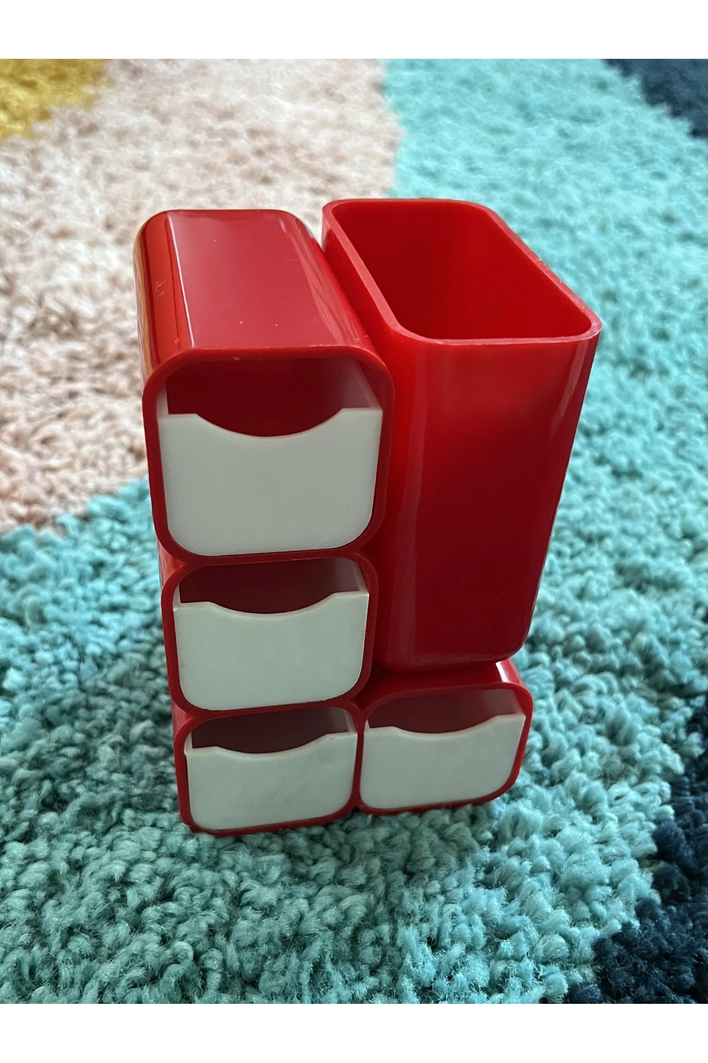 Vintage Space Age Red Desk Organizer