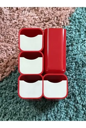 Vintage Space Age Red Desk Organizer