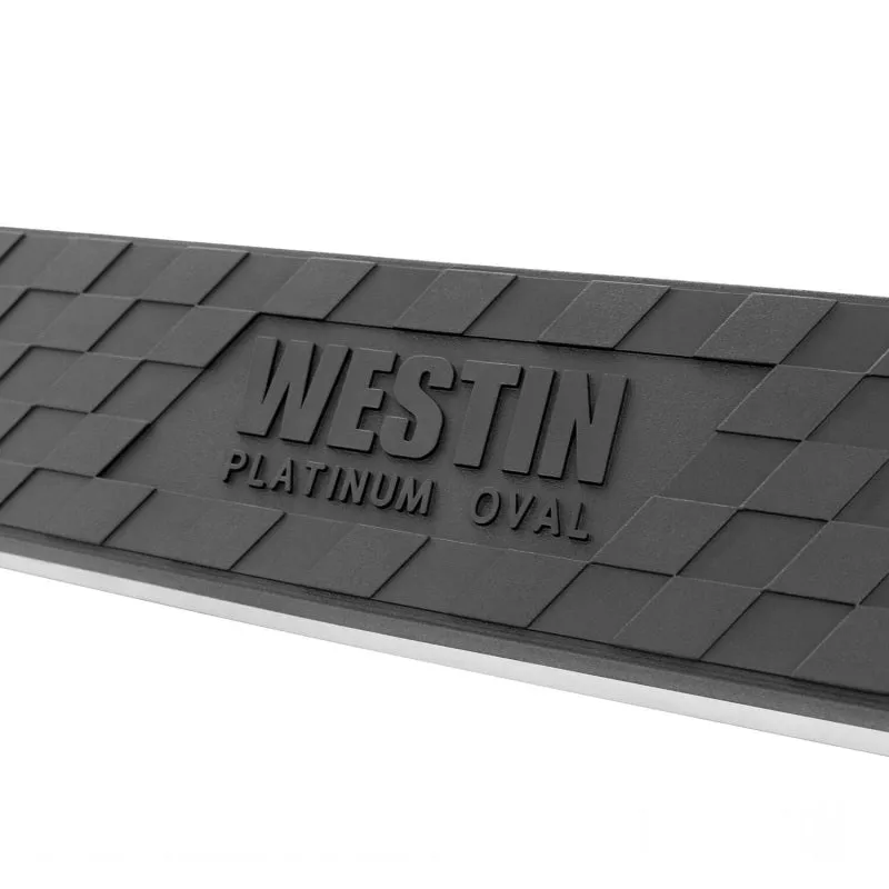 Westin Platinum 4 in Oval Bent Step Bars - Black Powder Coat - Crew Cab - GM Fullsize Truck 2015-19 21-3855 - Pair