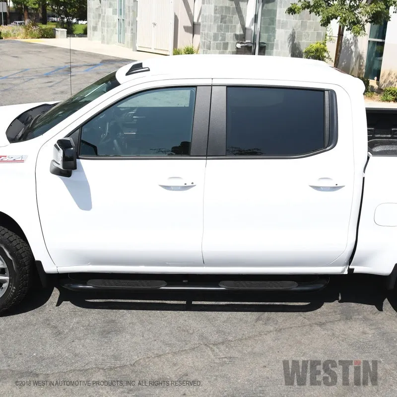 Westin Platinum 4 in Oval Bent Step Bars - Black Powder Coat - Crew Cab - GM Fullsize Truck 2019-21 - Pair