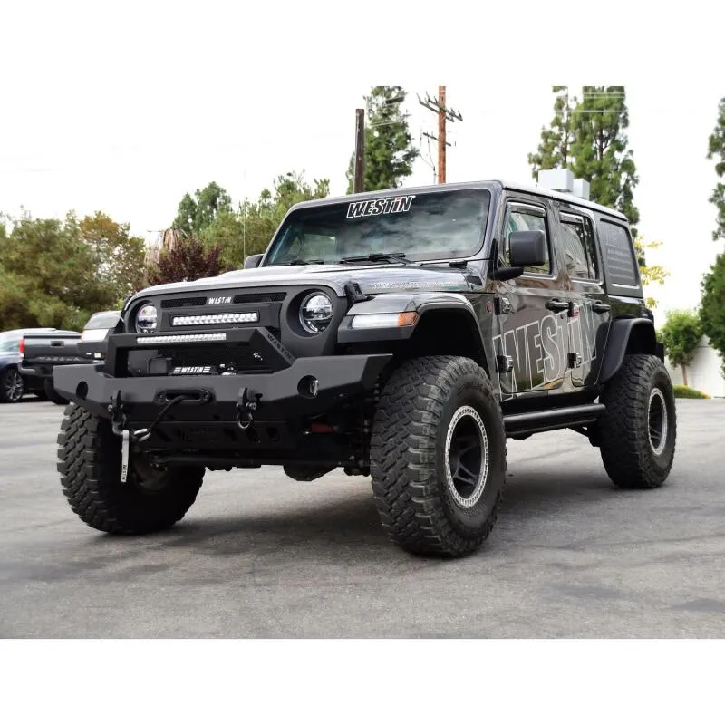 Westin WJ2 Full Width Front Bumper - Light Bar Mount - Steel - Black- Jeep Wrangler JL 2018
