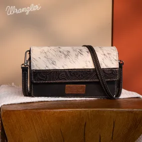WG169-W030  Wrangler Genuine Hair-On Cowhide Wallet/Crossbody  -Black