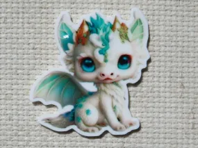 White and Teal Dragon Needle Minder, Cover Minder, Magnet