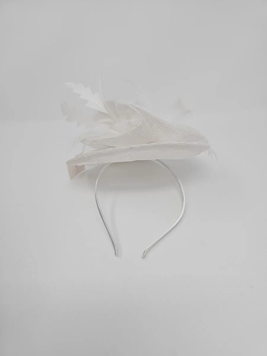 White Feather Hair Slide Clip On Fascinator