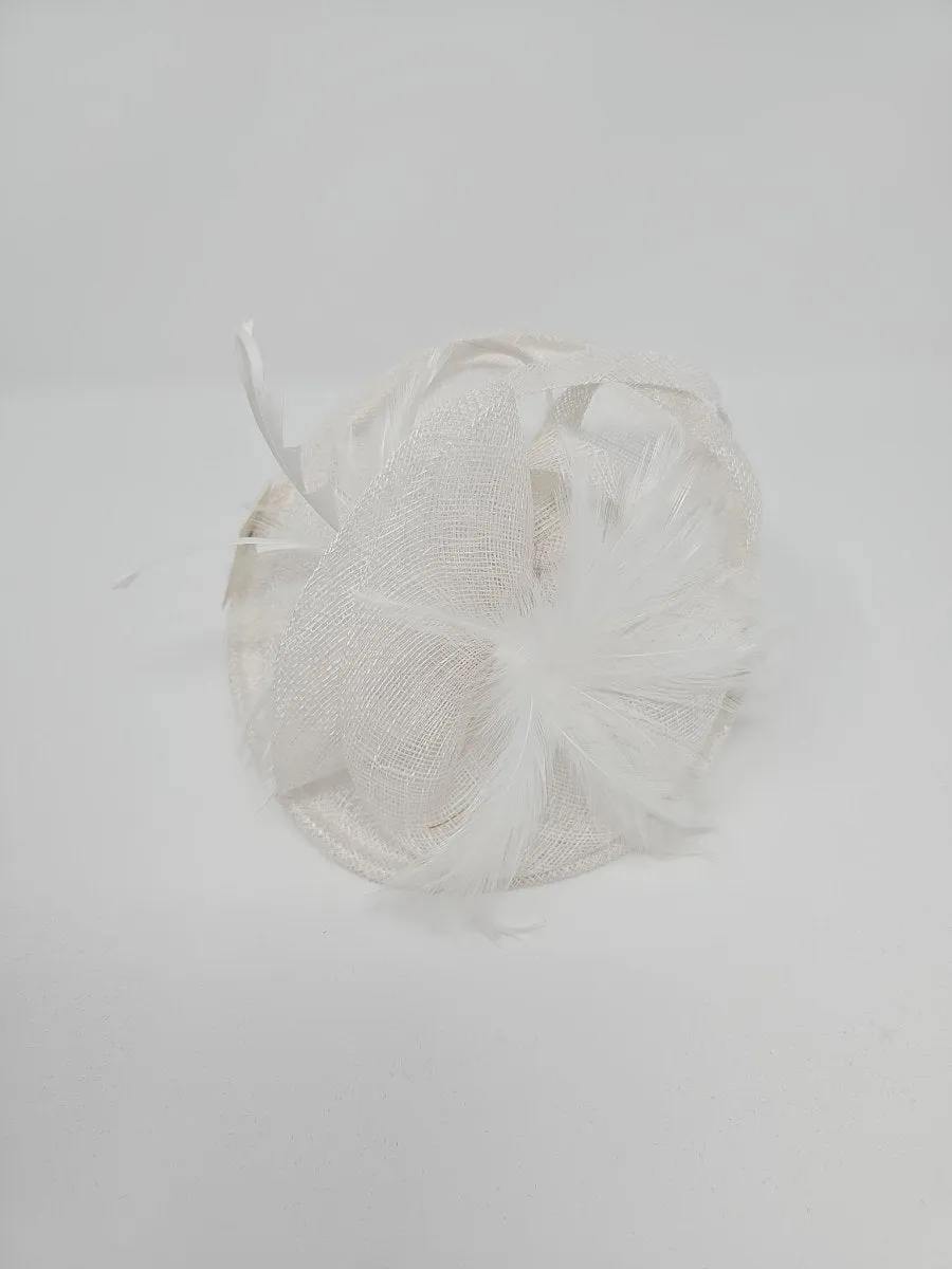 White Feather Hair Slide Clip On Fascinator