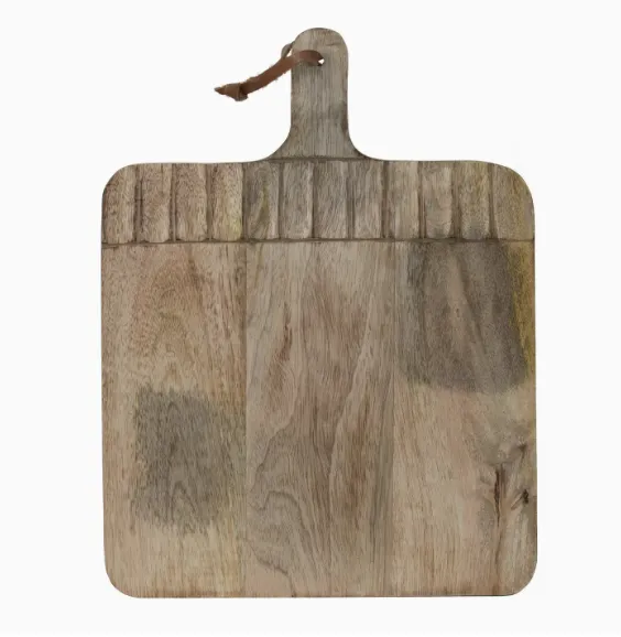 Wide Rectangle Hand Carved Wood Serving Cutting Board