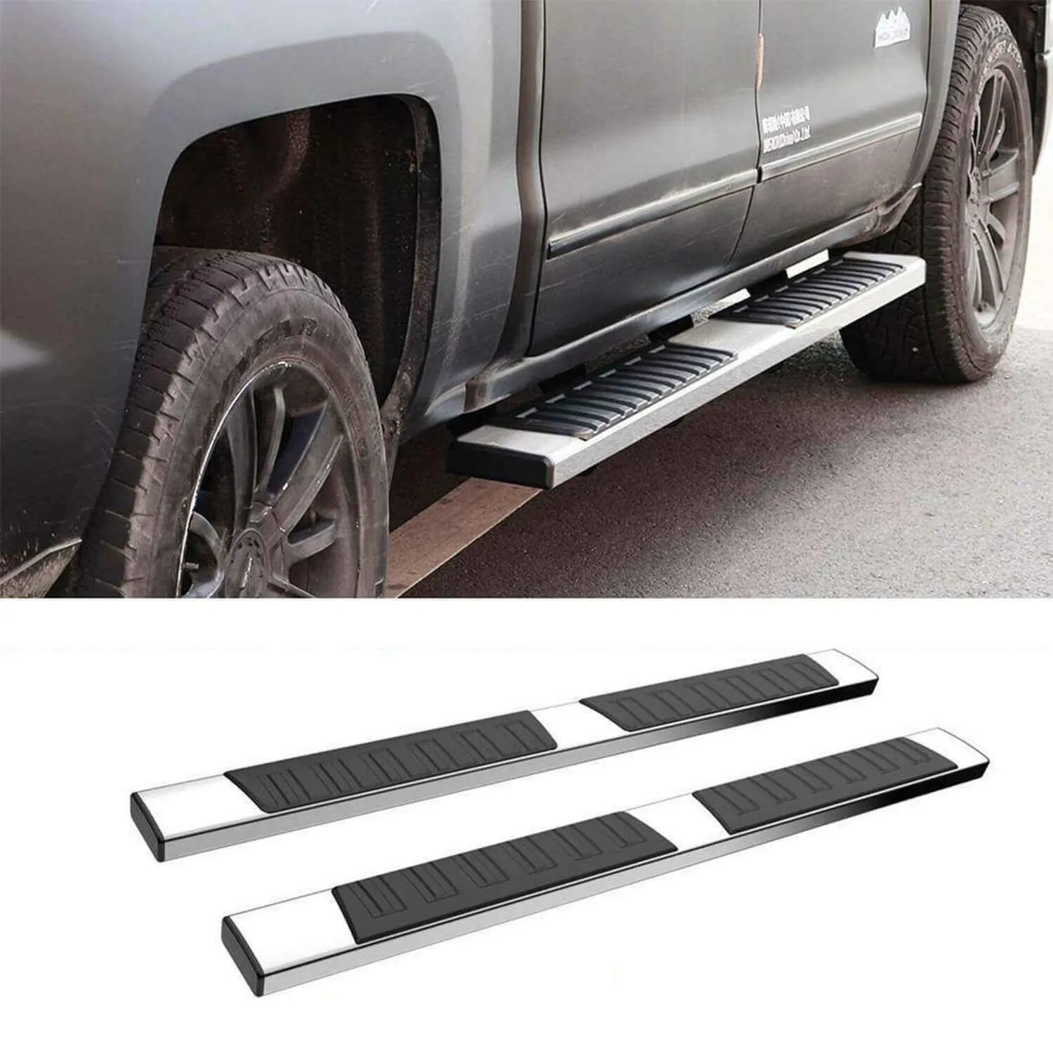 YITAMOTOR® 2019-2024 Chevy Silverado/GMC Sierra 1500, 2020-2024 2500HD 3500HD Crew Cab 6" Running Boards Side Steps