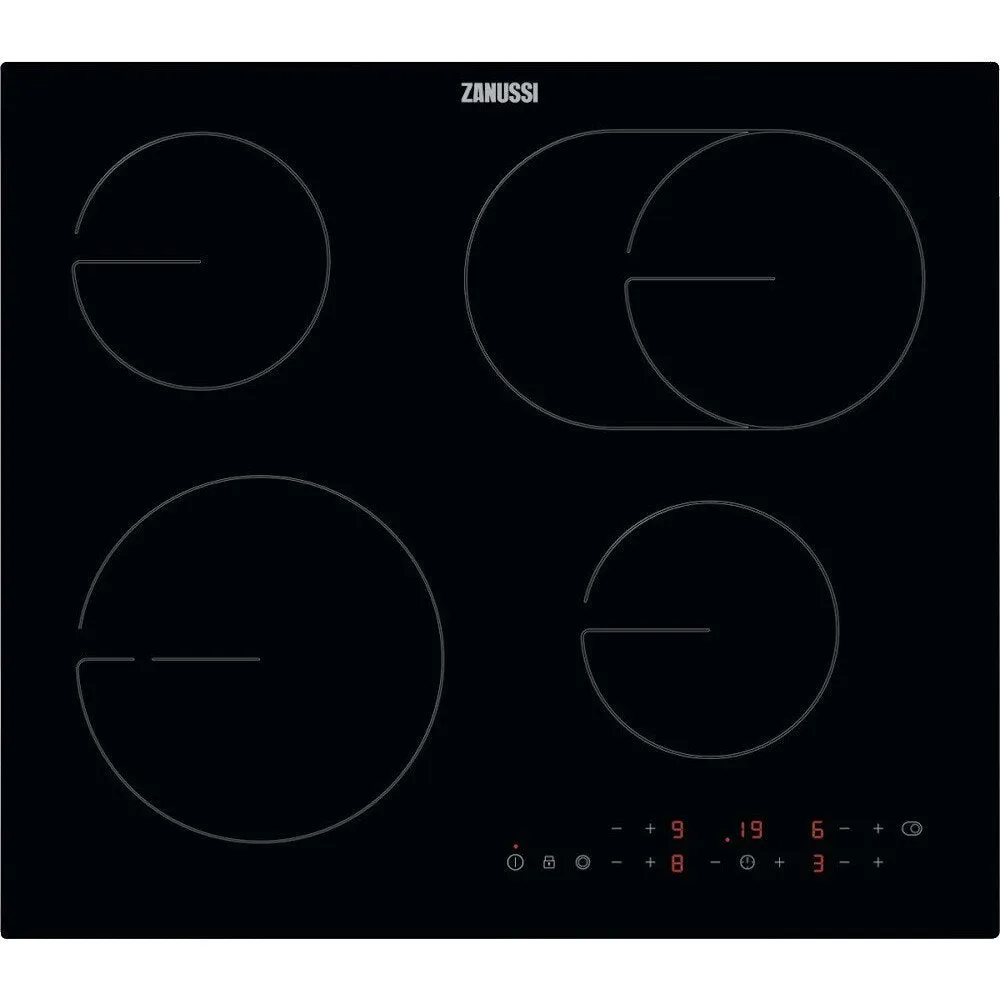 Zanussi ZHRN673K Ceramic Hob, Black Frameless